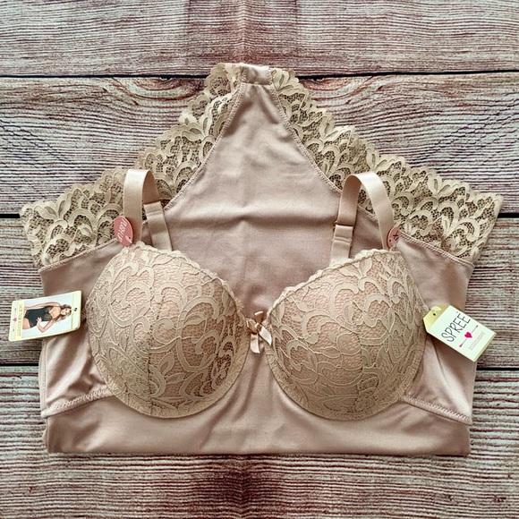 NWT! ⭐️ Spree Intimates • Lace Trim Push Up Bodysuit - Color Nude, Size 1X - Picture 13 of 16
